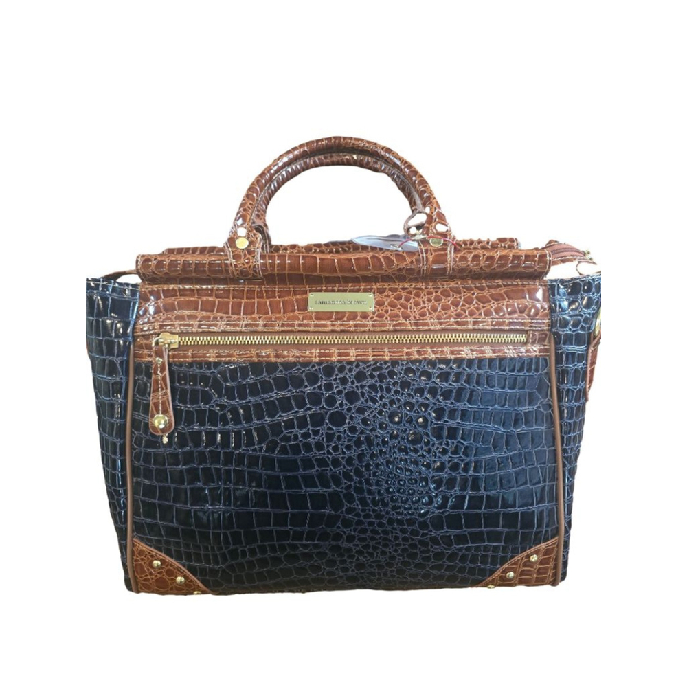 Samantha Brown Navy& Brown Croc-Embossed Dowel Bag - Picture 2 of 11